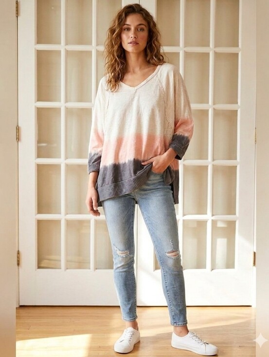 Hummingbird Sweaters - Oversized Tie dye sweater off the shoulder